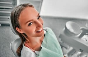 Woman in dentist chair